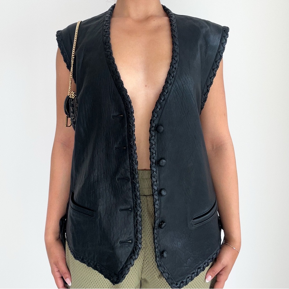 Vintage DKNY leather black vest